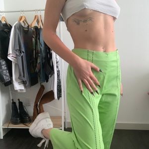 vintage christine phillipe lime green pants.